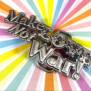 Make love not war gun metal finish belt buckle